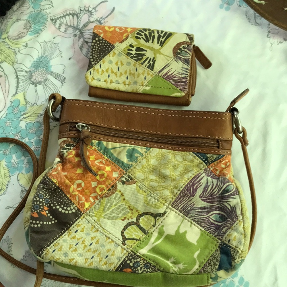Fossil Canvas and Leather Bag and Wallet